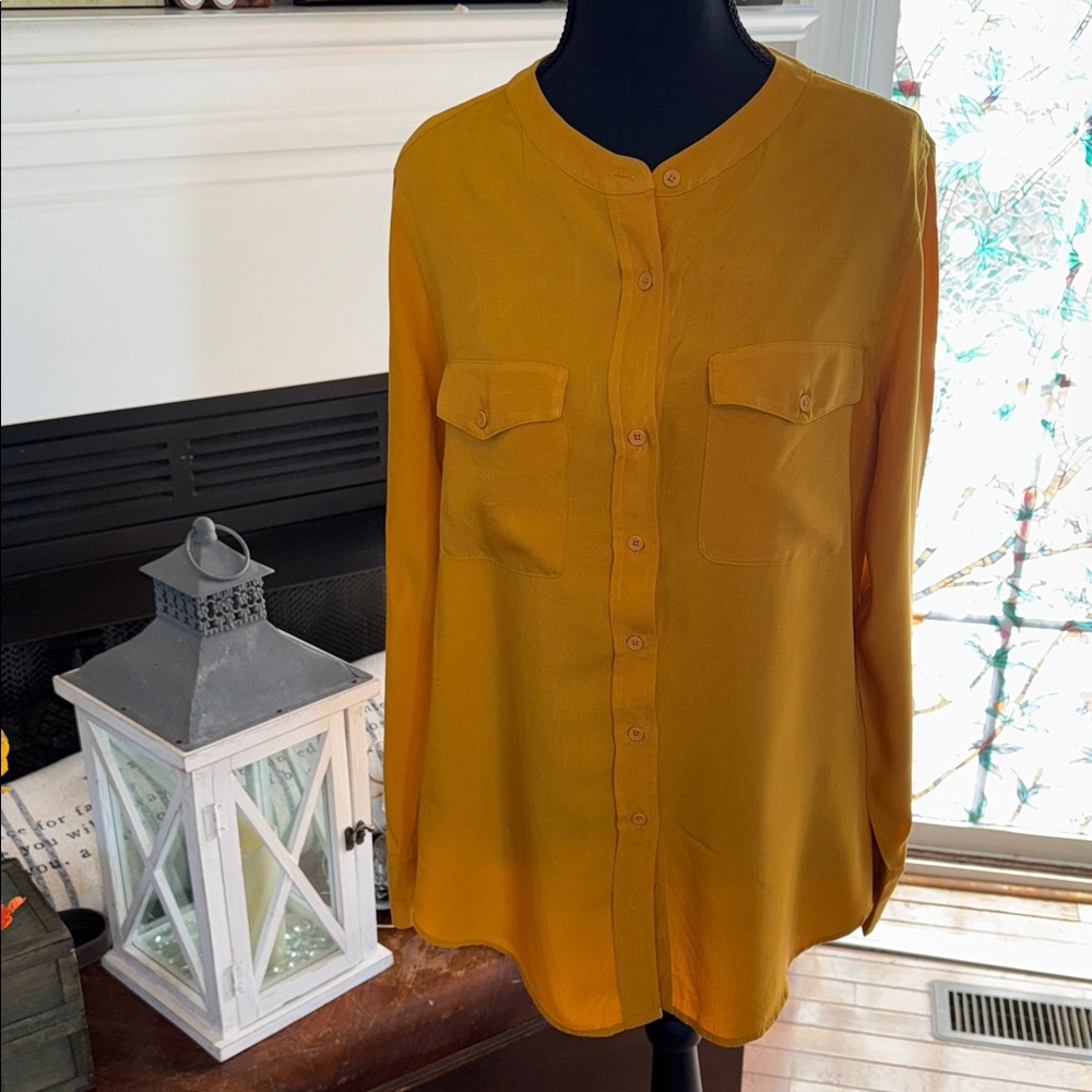 Banana Republic Mustard Button-Up Blouse - Size - Medium
